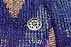 Vintage Western Vest Roper Size L 80s Blue Orange Diamond Tapestry Made USA