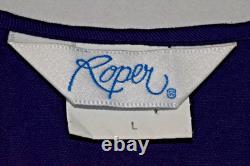 Vintage Western Vest Roper Size L 80s Blue Orange Diamond Tapestry Made USA