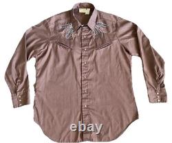 Vintage Western Wear CA Shirt Mens XLarge Embroidered Cowboy Tribal Rodeo 70s