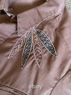 Vintage Western Wear CA Shirt Mens XLarge Embroidered Cowboy Tribal Rodeo 70s