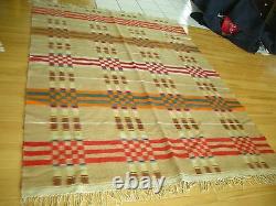Vintage Western Wool Woven Camp Blanket Checker Board Geometric Withwear A