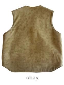 Vintage Wiman Sherpa Lined Suede Vest Made USA Western Workwear Mens L