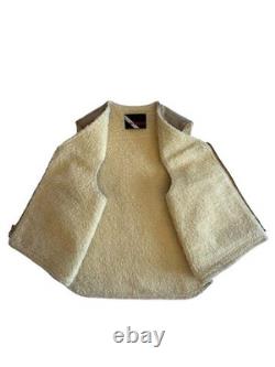 Vintage Wiman Sherpa Lined Suede Vest Made USA Western Workwear Mens L