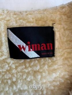 Vintage Wiman Sherpa Lined Suede Vest Made USA Western Workwear Mens L