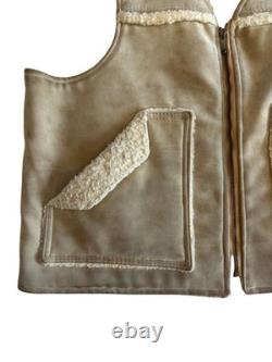 Vintage Wiman Sherpa Lined Suede Vest Made USA Western Workwear Mens L