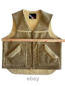 Vintage Wiman Sherpa Lined Suede Vest Made USA Western Workwear Mens L