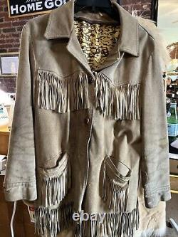 Vintage Womens Western Fringe Suede Leather Sz Medium. Circa 70s