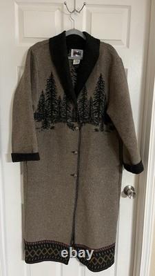 Vintage Wooded River Made In USA Wool Blend Long Blanket Coat Women's Sz LG