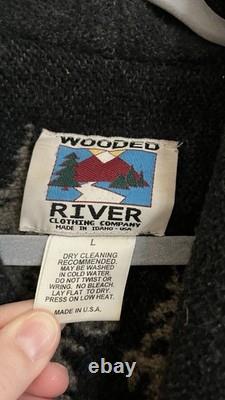 Vintage Wooded River Made In USA Wool Blend Long Blanket Coat Women's Sz LG
