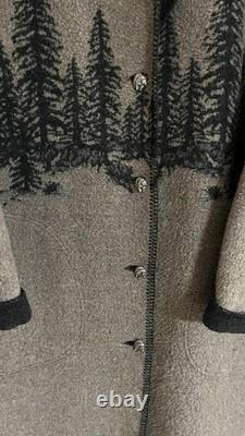 Vintage Wooded River Made In USA Wool Blend Long Blanket Coat Women's Sz LG