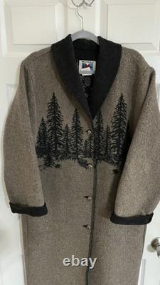 Vintage Wooded River Made In USA Wool Blend Long Blanket Coat Women's Sz LG