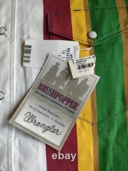 Vintage Wrangler Brushpopper Striped Multicolor Long Sleeve Western Shirt Sz L