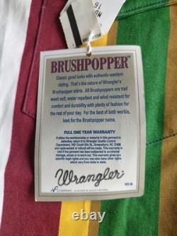 Vintage Wrangler Brushpopper Striped Multicolor Long Sleeve Western Shirt Sz L