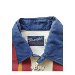 Vintage Wrangler Brushpopper Striped Multicolor Long Sleeve Western Shirt Sz L