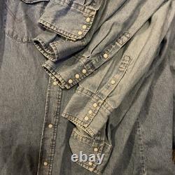 Vintage Wrangler Denim Western Pearl Snap Shirt Men's Large Tall Lot Of 5 GC