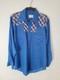 Vintage Wrangler Pearl Snap Western Button Down Shirt, large blue Rockabilly