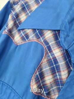 Vintage Wrangler Pearl Snap Western Button Down Shirt, large blue Rockabilly