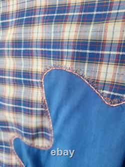 Vintage Wrangler Pearl Snap Western Button Down Shirt, large blue Rockabilly