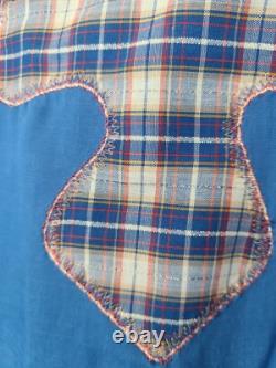 Vintage Wrangler Pearl Snap Western Button Down Shirt, large blue Rockabilly
