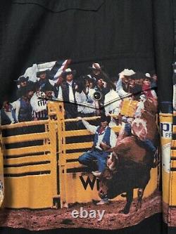 Vintage Wrangler Rare Pro Rodeo Cowboys Assoc Pearl Snap Western Shirt Large