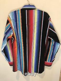 Vintage Wrangler Western Button Up Shirt Made in USA Multicolor Striped Sz 16-34
