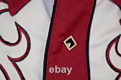 Vintage Wrangler Western Shirt Size L 90s Maroon Fancy Embroidered Gray Yoke