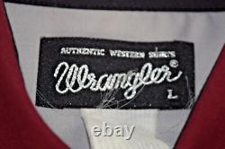 Vintage Wrangler Western Shirt Size L 90s Maroon Fancy Embroidered Gray Yoke