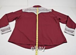 Vintage Wrangler Western Shirt Size L 90s Maroon Fancy Embroidered Gray Yoke