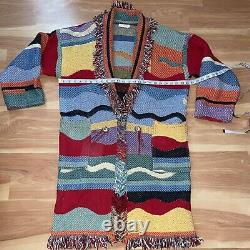 Vintage colorful RARE boho western lew magram gaucho fringe jacket size large