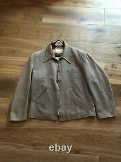 Vintage gabardine western jacket 1950s 1940s wool USA beige zipper rockabilly