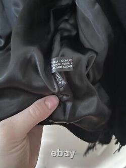 Vintage genuine leather black fringe cropped western jacket size 12 large Concho