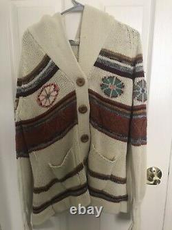 Vintage hooded cardigan sweater huichol indian peyote shawl psychedelic western