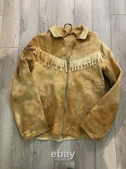 Vintage shearling suede coat with fringe 70s 80s Cowboy Western vtg