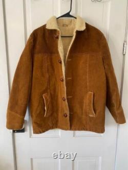 Vintage silton peak 8 suede leather Sherpa wool winter wrangler western jacket
