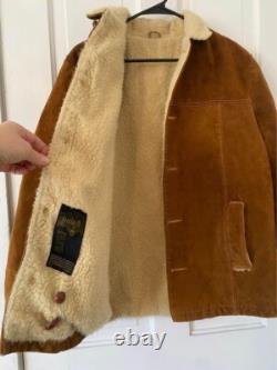 Vintage silton peak 8 suede leather Sherpa wool winter wrangler western jacket