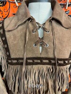 Vintage suede Frontier shirt jacket-lined! Jim Morrison, Davy Crockett, L-XL