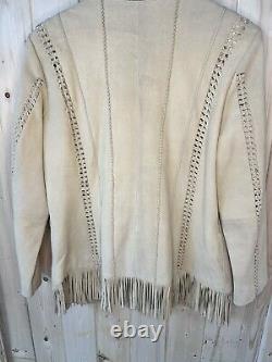 Vintage western rancher boho fringe leather jacket size large- coastalcowgirl