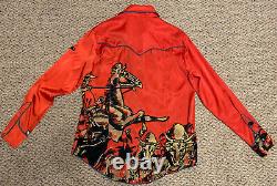 Voyage Passion Red Men's Cowboy Western Snap Shirt Bulls, Jewels & Rope Details