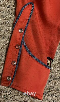 Voyage Passion Red Men's Cowboy Western Snap Shirt Bulls, Jewels & Rope Details