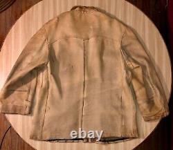 Vtg 1930s Mens Handmade Deerskin Leather Jacket Bootlegger/Chore Distress Patina