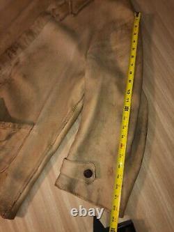 Vtg 1930s Mens Handmade Deerskin Leather Jacket Bootlegger/Chore Distress Patina