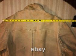 Vtg 1930s Mens Handmade Deerskin Leather Jacket Bootlegger/Chore Distress Patina