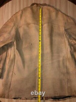 Vtg 1930s Mens Handmade Deerskin Leather Jacket Bootlegger/Chore Distress Patina