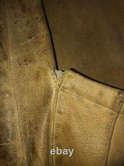 Vtg 1930s Mens Handmade Deerskin Leather Jacket Bootlegger/Chore Distress Patina