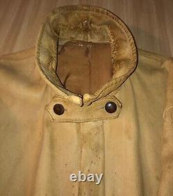 Vtg 1930s Mens Handmade Deerskin Leather Jacket Bootlegger/Chore Distress Patina