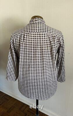 Vtg 1940s Indigo Gingham Western Ranch Cowboy Shirt 40s Checkered Farmhouse