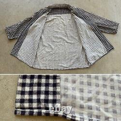 Vtg 1940s Indigo Gingham Western Ranch Cowboy Shirt 40s Checkered Farmhouse