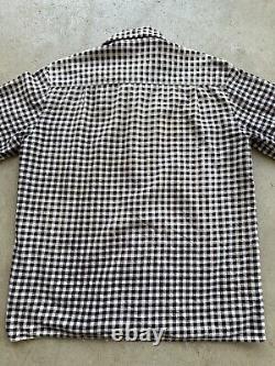 Vtg 1940s Indigo Gingham Western Ranch Cowboy Shirt 40s Checkered Farmhouse