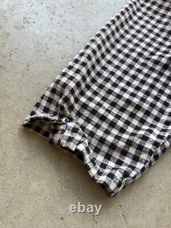 Vtg 1940s Indigo Gingham Western Ranch Cowboy Shirt 40s Checkered Farmhouse