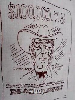 Vtg 1960's H BAR C California CaRtOOn Wanted Poster NoVeLtY Western Yoked Shirt